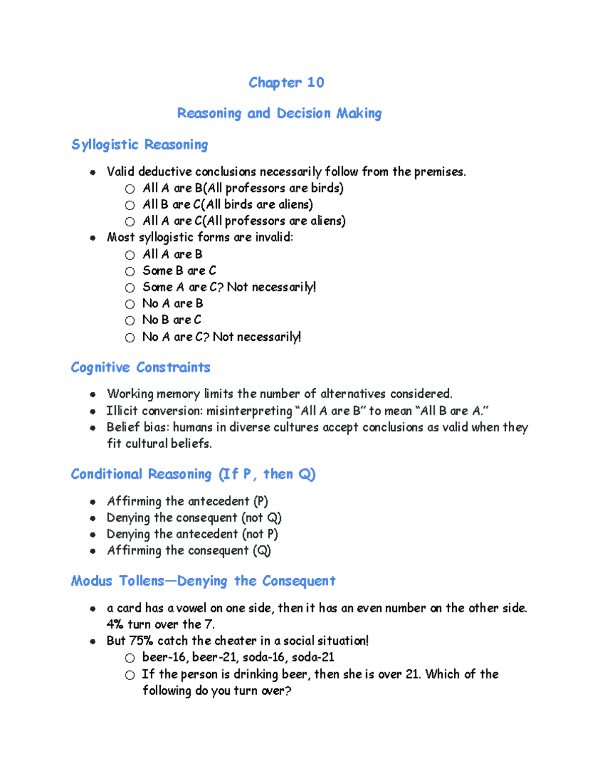 Chapter 10: Reasoning and Decision Making Insights - Studocu