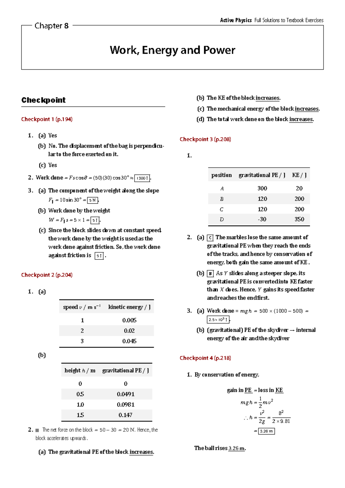 Active Physics (Course Code: 08) Full Solutions to Chapter 8 Exercises ...
