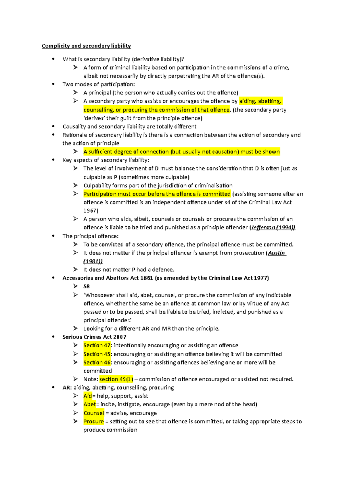 Complicity and secondary liability - Two modes of participation: A ...