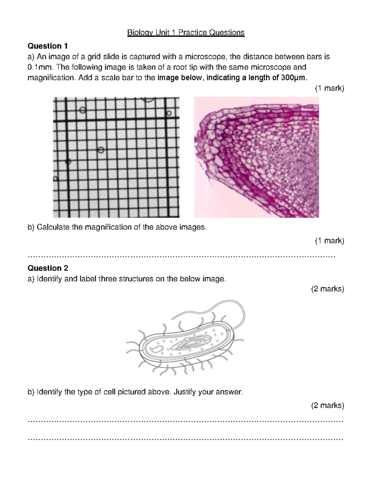 Biology 101 Unit 1 Practice Questions and Answers - Studocu