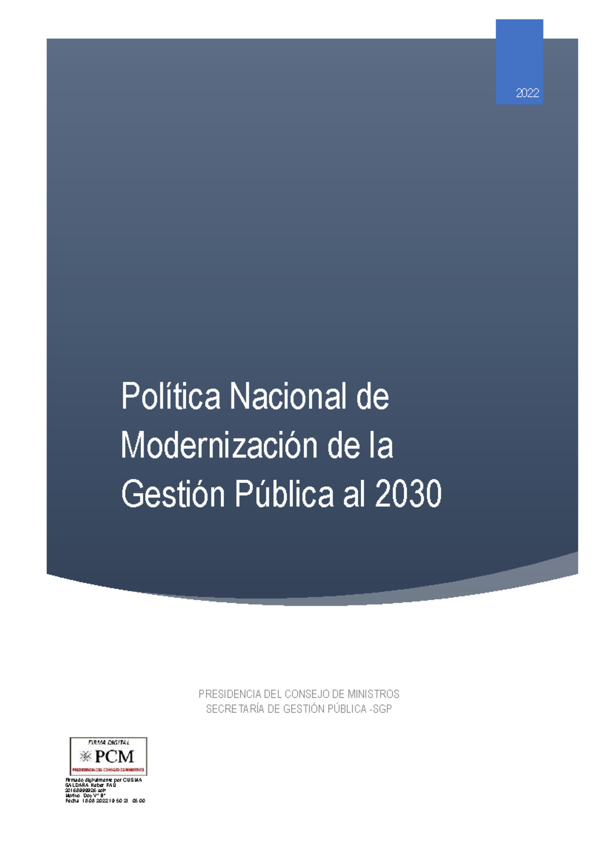 Política Nacional de Modernización de la Gestión Pública al 2030 - Studocu