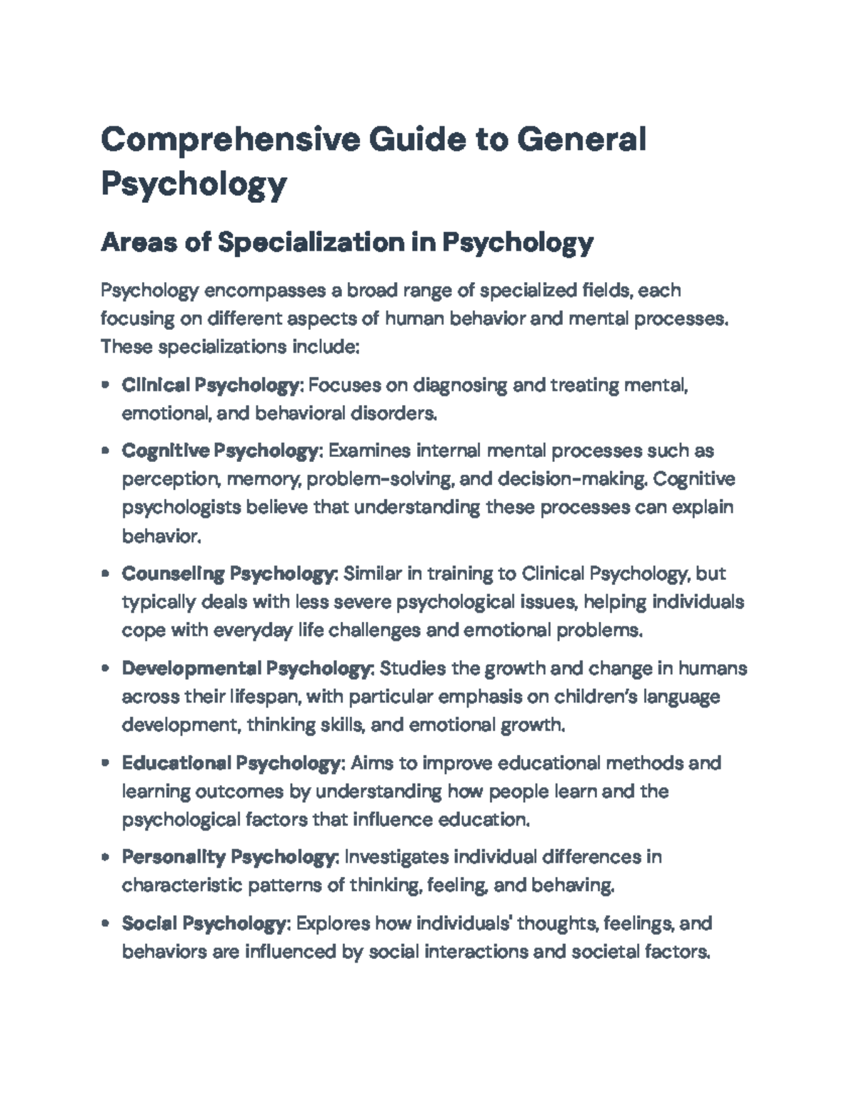 Comprehensive Guide to General Psychology: Key Concepts & Theories ...