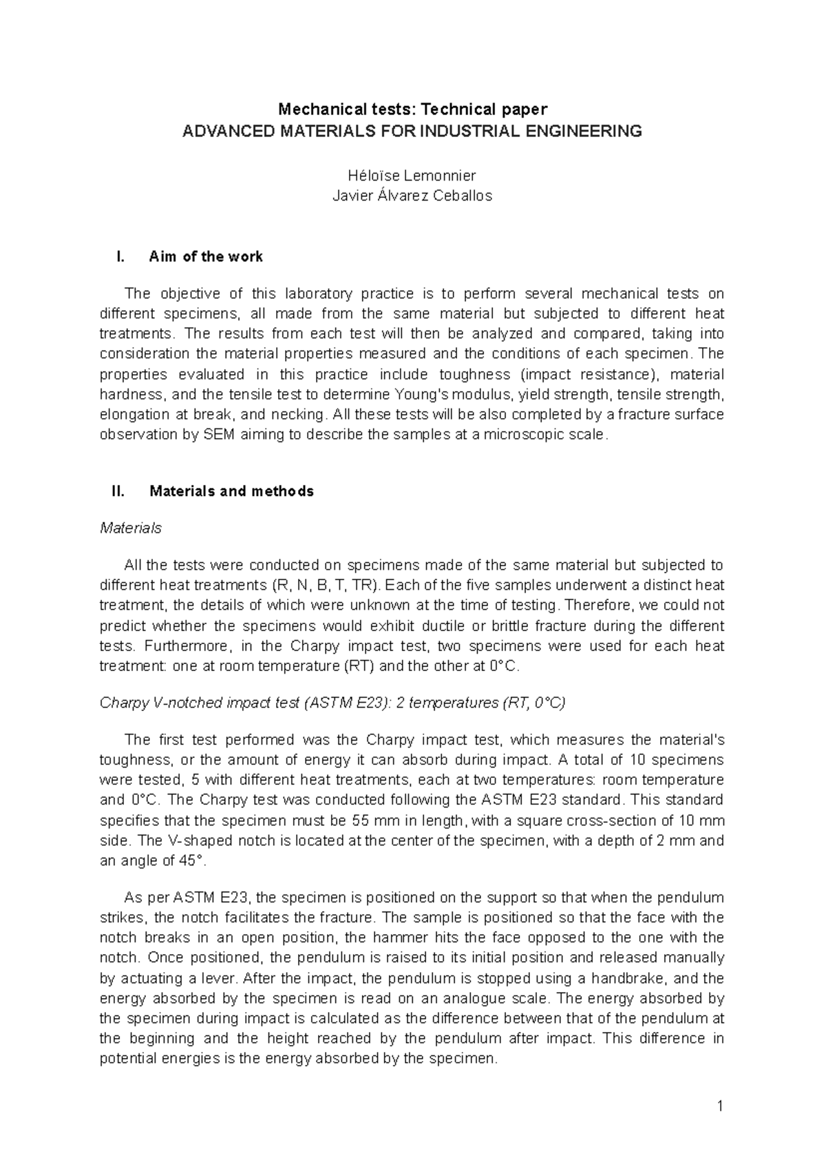 AMf II Tecnichalpaper 1 - Mechanical tests: Technical paper ADVANCED ...
