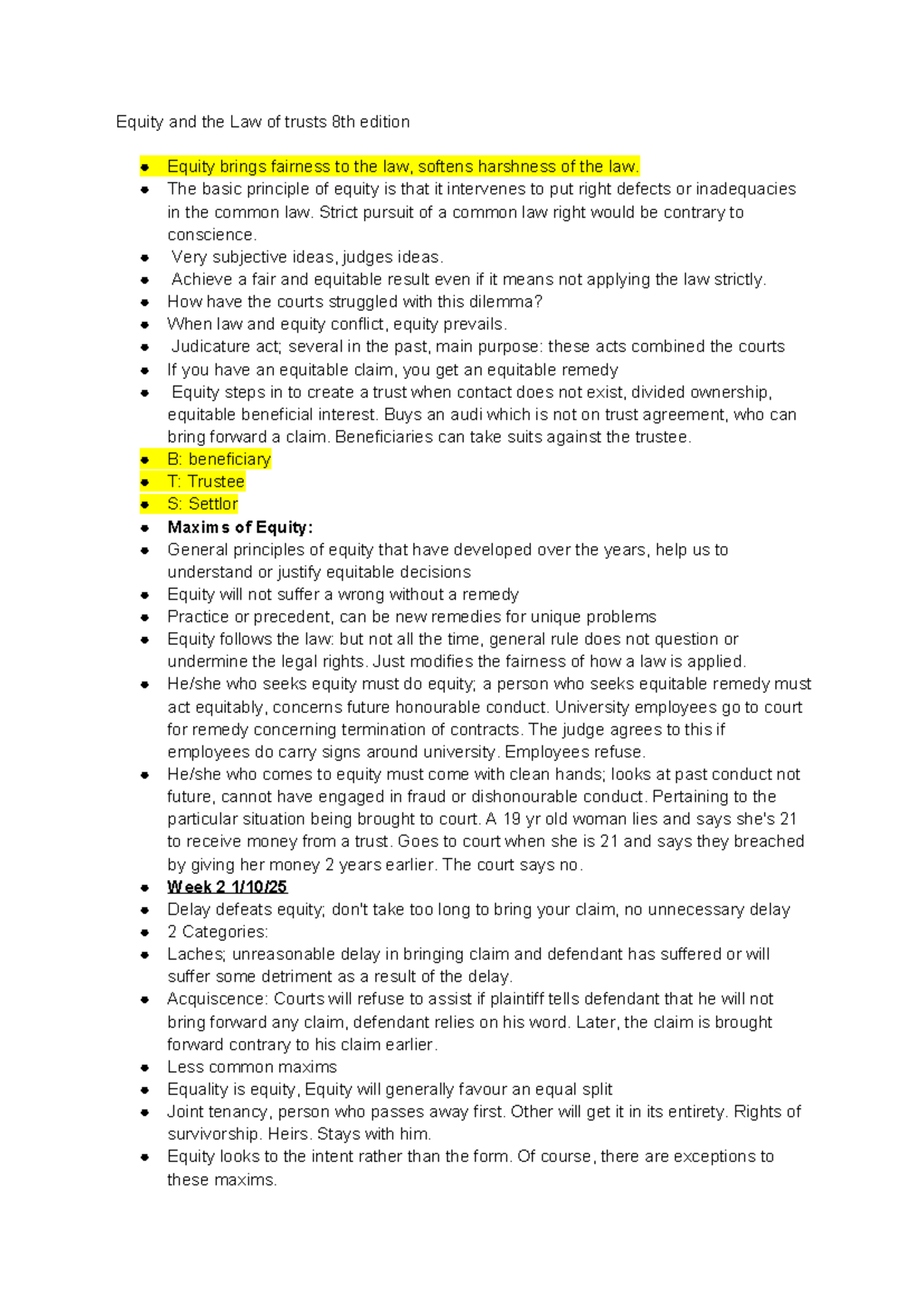 Equity and Trusts 1 - General Course Notes (8th Edition) - Studocu