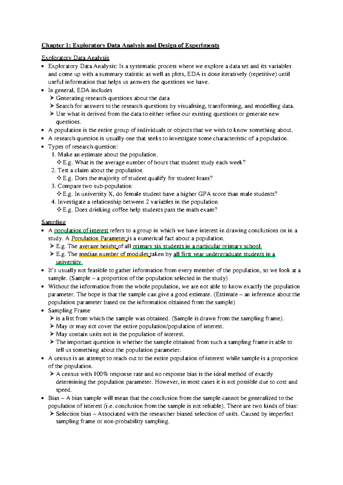 GEA1000 Notes - Chapter 1: Exploratory Data Analysis and Design of ...