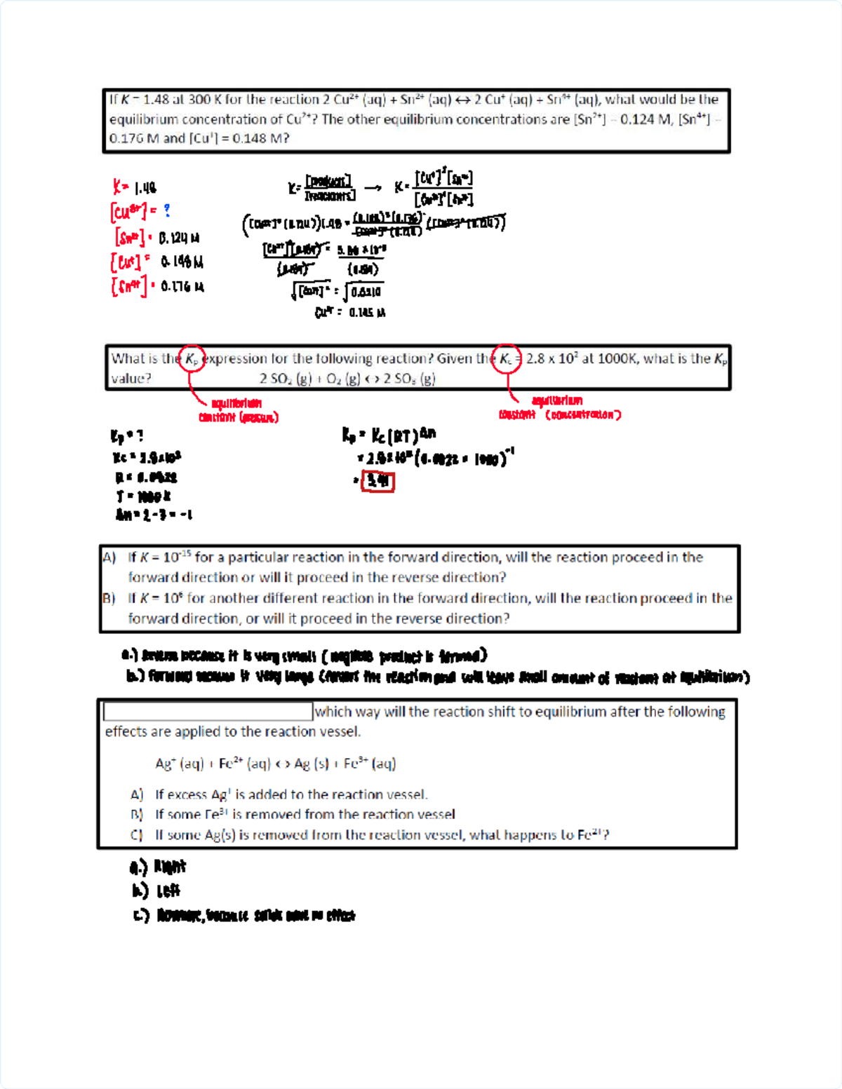 Equilibrium Concentrations and Kp Calculations - Worksheet Week 7 - Studocu
