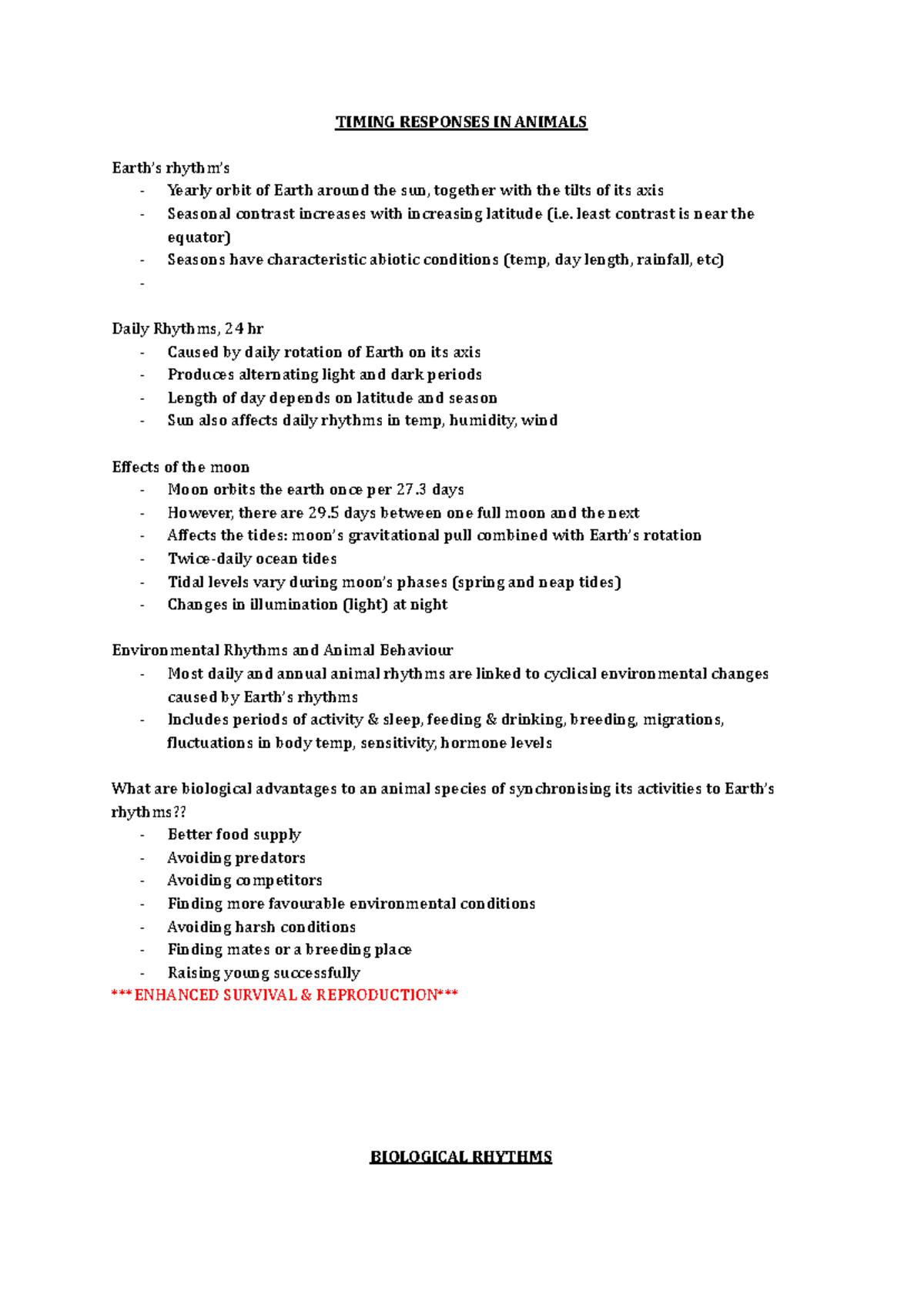 Biology 101: Timing Responses in Animals and Environmental Rhythms ...