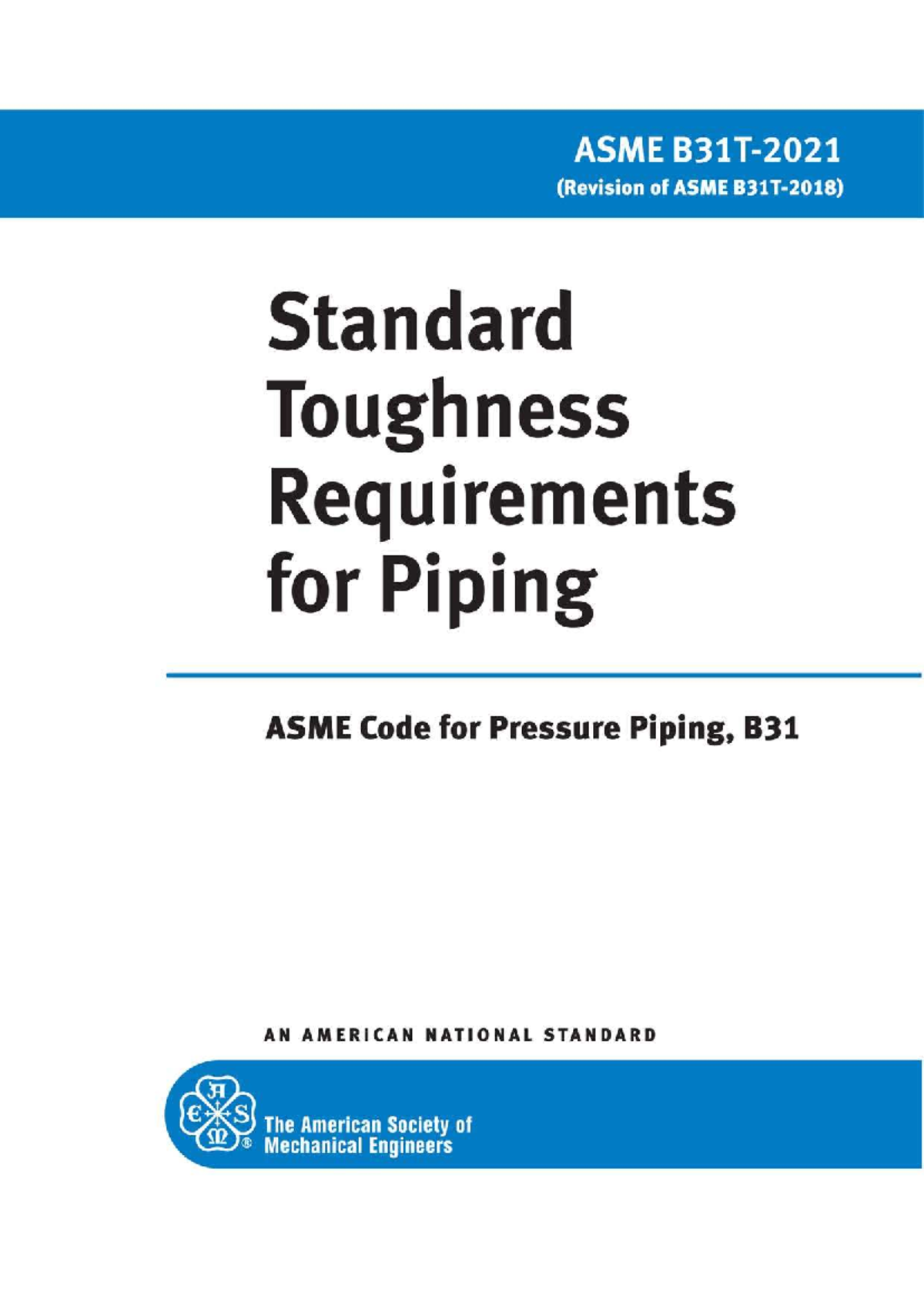 ASME B31T-2021 Standard Toughness Requirements for Piping - Studocu