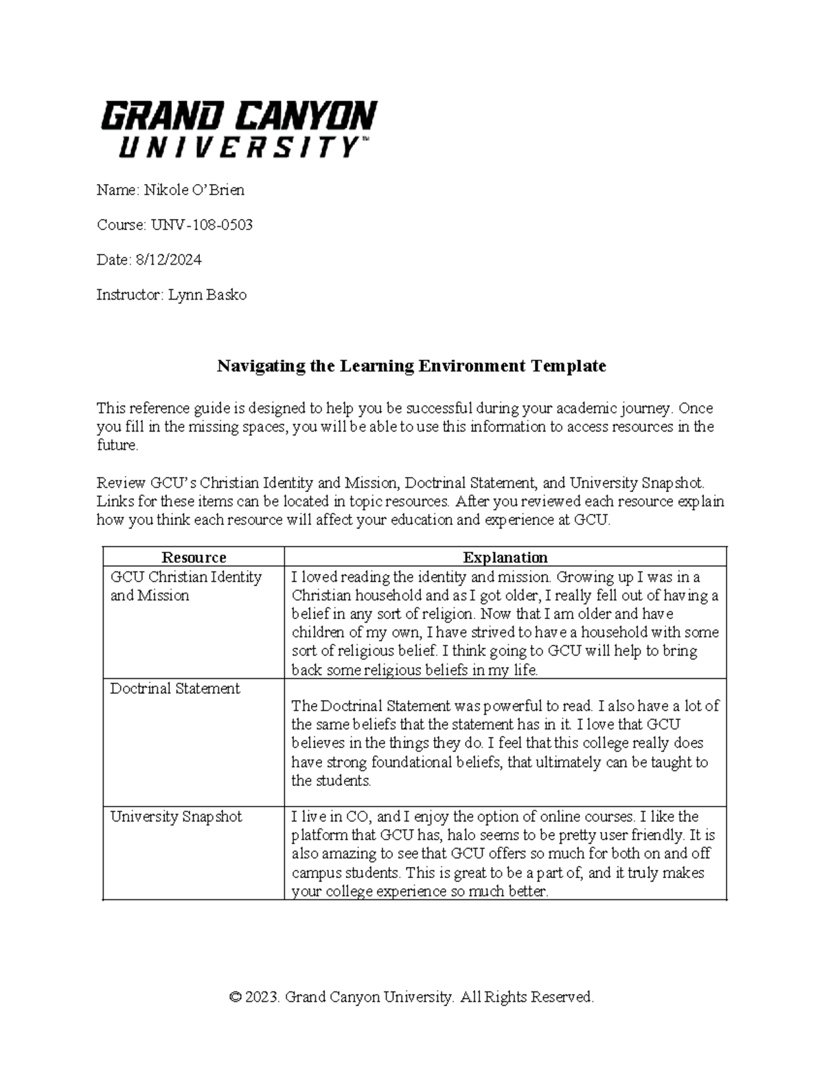 Navigating GCU's Learning Environment: Topic 1 Assignment 1 Guide - Studocu