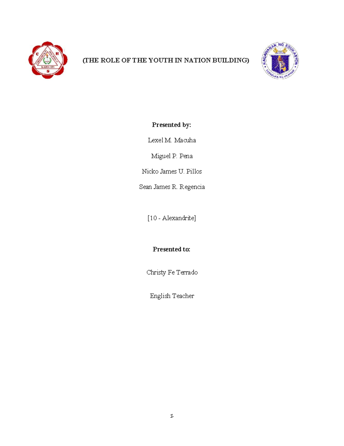 The Role of Youth in Nation Building: A Comprehensive Study (ENG 101 ...