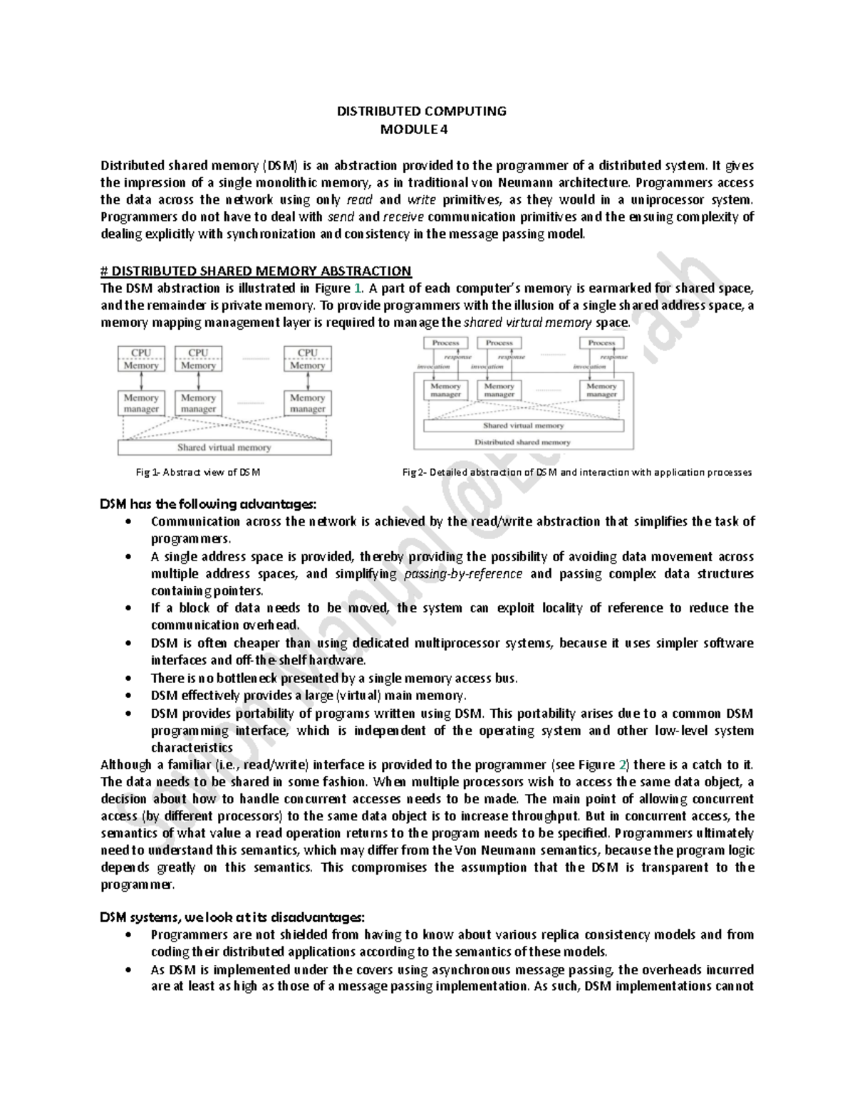 DC M4 Part 1 & 2 - Distributed Computing Notes on DSM & Rollback ...