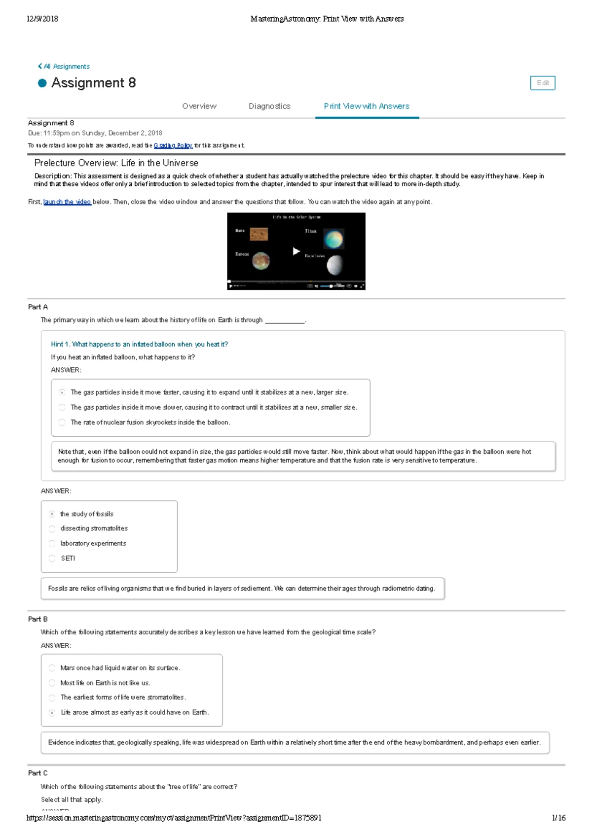 Mastering Astronomy Assignment 2 - Assignment Due: 5:00pm on Tuesday ...