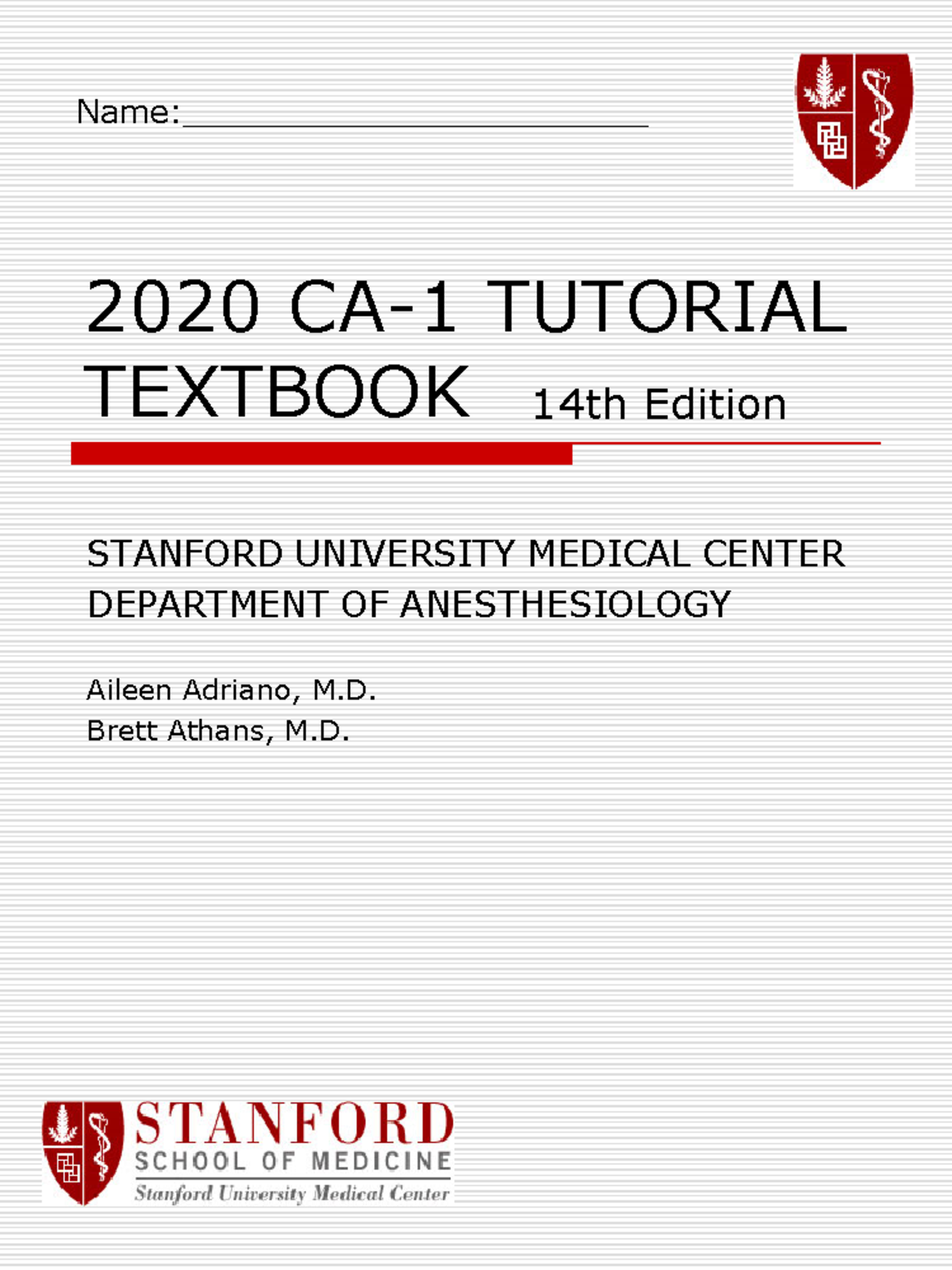 Final CA1 Tutorial Textbook - Anesthesia Fundamentals 2020 - Studocu