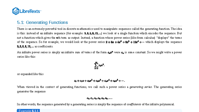 5.1: Generating Functions in Discrete Mathematics - Studocu
