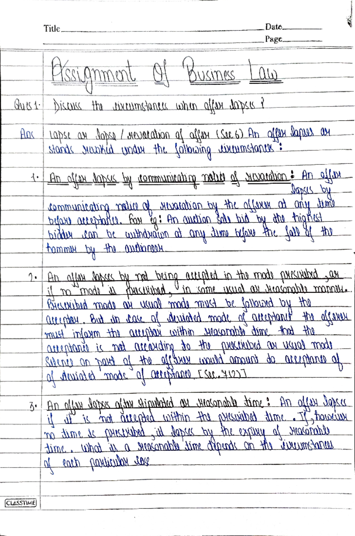 B.Com (Hons) Sec2 BL Assignment: Document Title Analysis - Studocu
