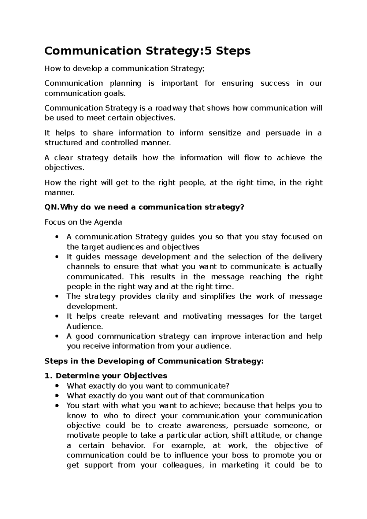 Communication Strategy notes - Communication Strategy:5 Steps How to ...