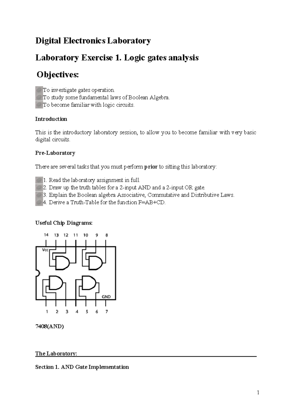 Digital Electronics Lab: Exercise 1 - Logic Gates & Boolean Algebra ...