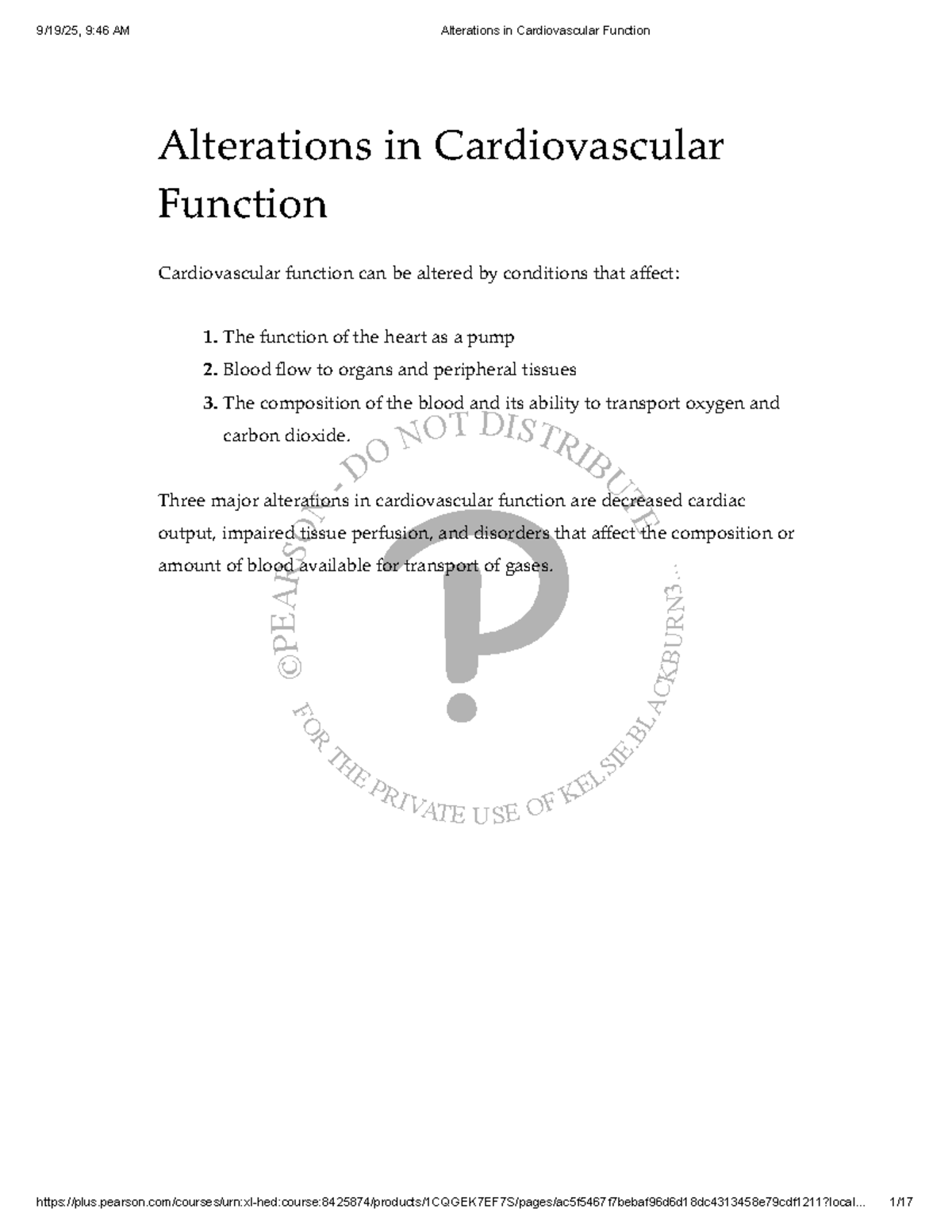 Alterations in Cardiovascular Function: Clinical Insights (KBURN3 ...
