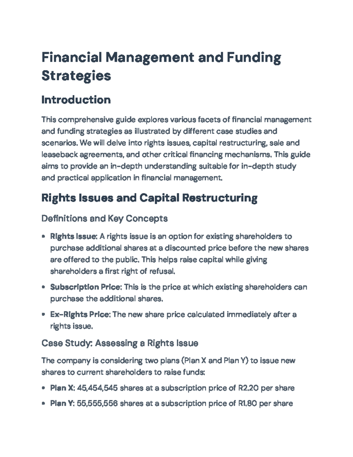 Financial Management Strategies and Case Studies in Funding (FINC101 ...