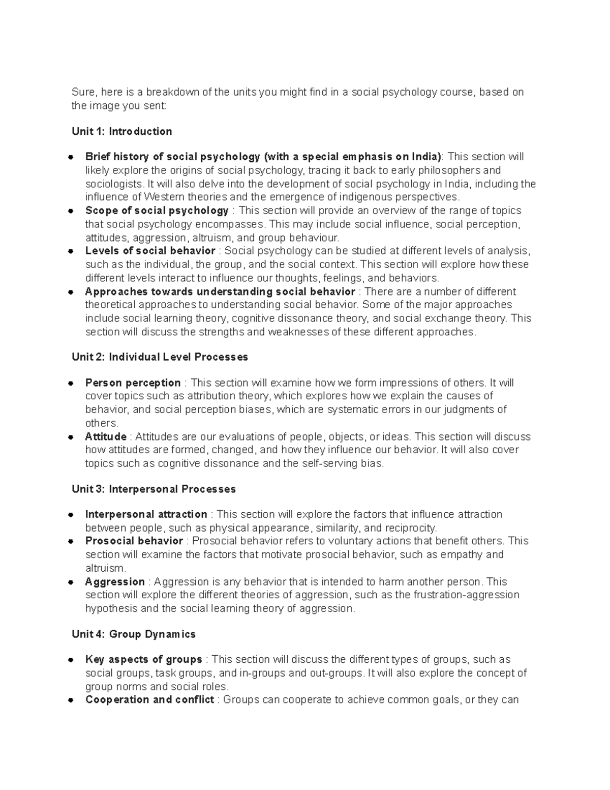 SOC 101: Comprehensive Notes on Social Psychology Units - Studocu