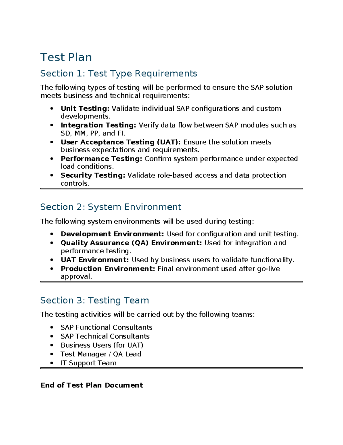 Test Plan – East Canada Paper: Types & Environments - Studocu