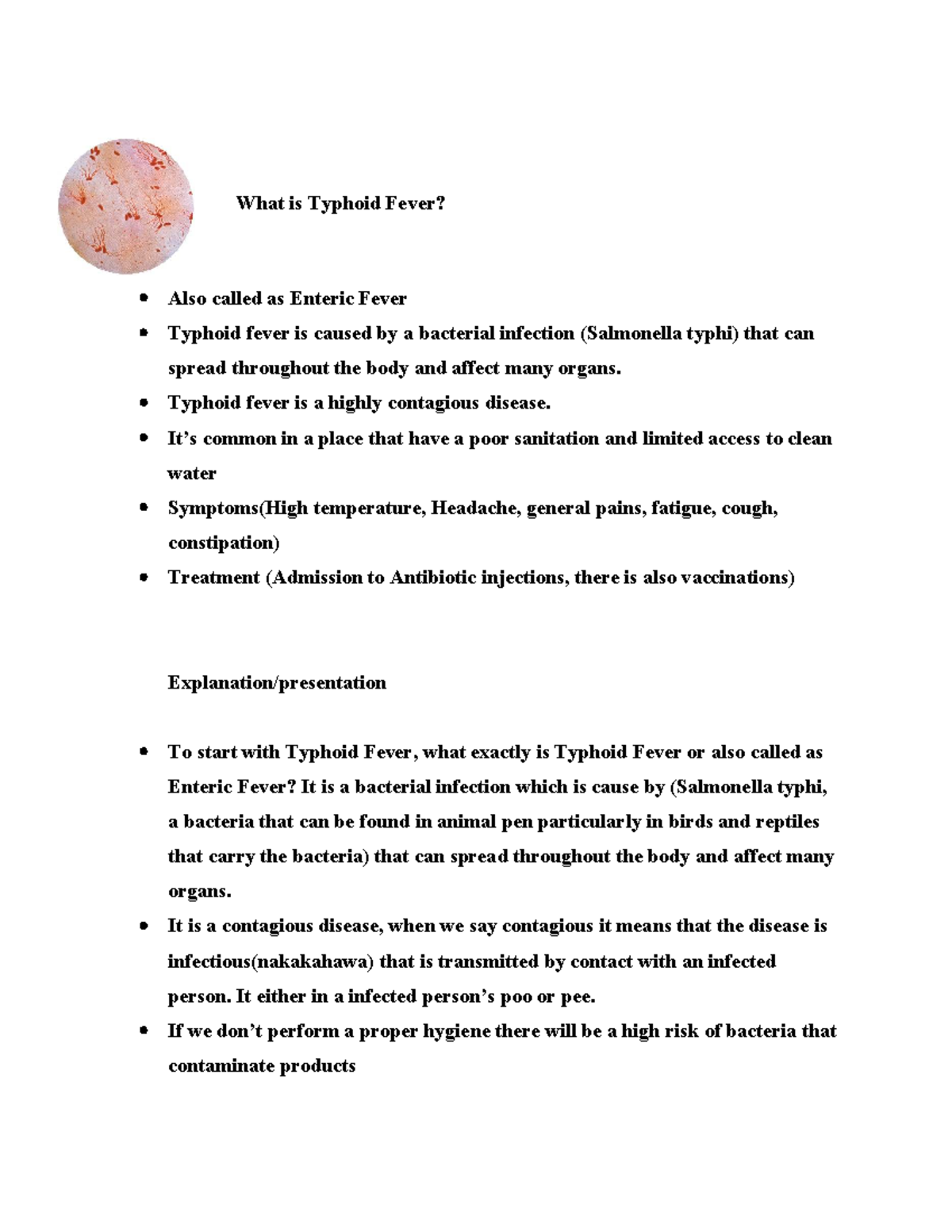 Typhoid fever overview: causes, symptoms, and treatment options - Studocu