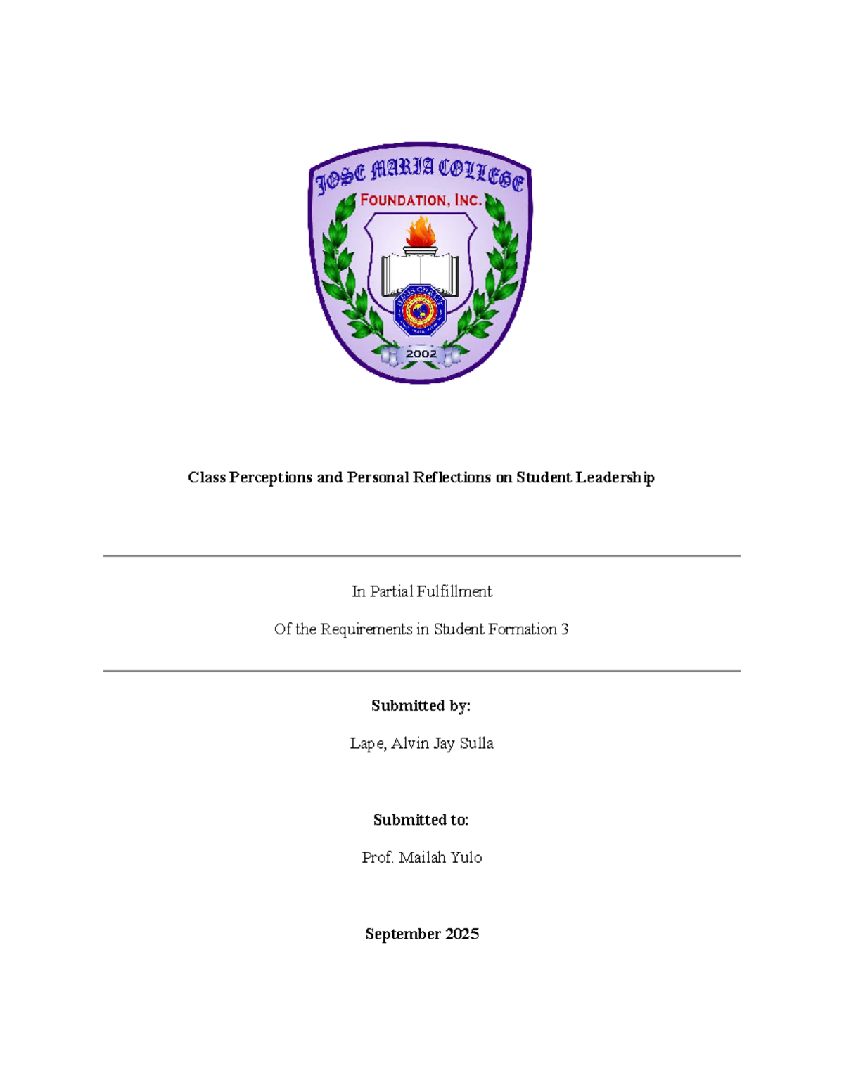 SF 3 Reflections on Student Leadership: Class Insights and Perspectives ...