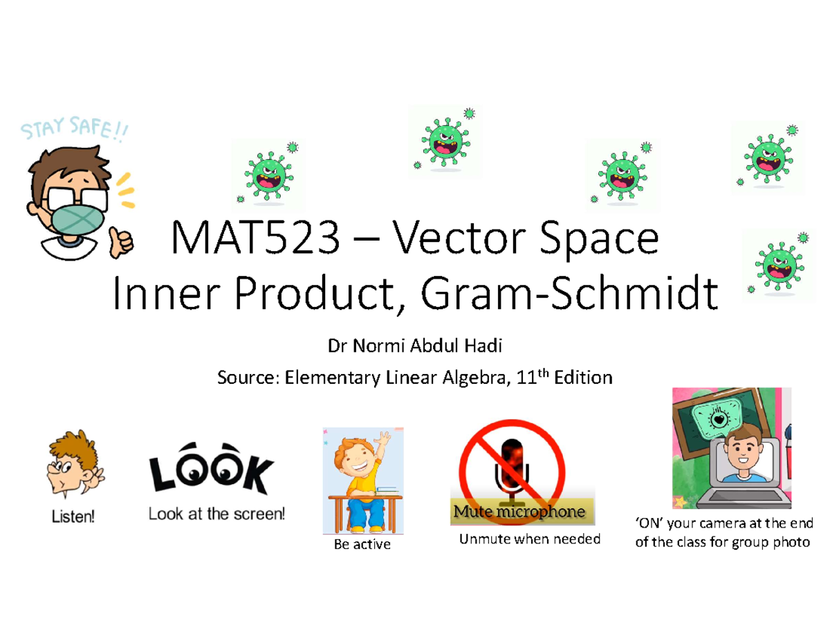 MAT523 Chapter 3.2 - Inner Product and Gram-Schmidt Process - Studocu