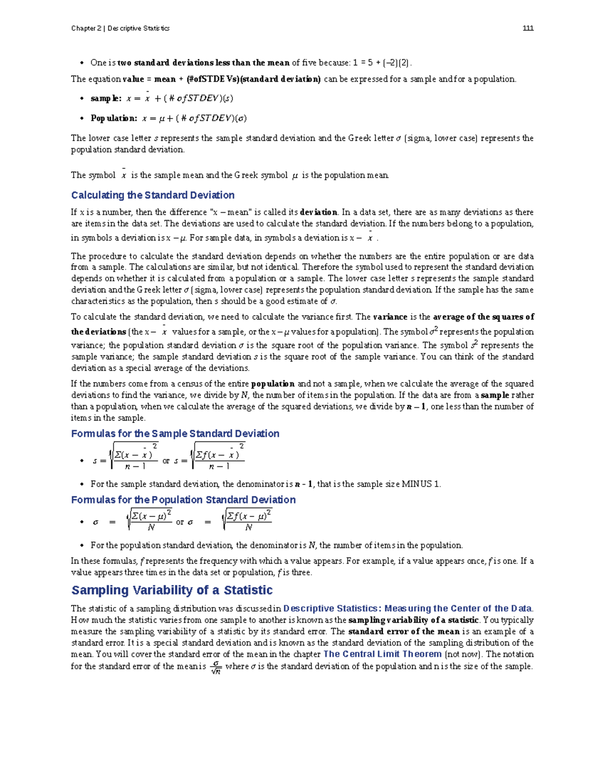 Chapter 2: Descriptive Statistics and Standard Deviation (STAT 101 ...