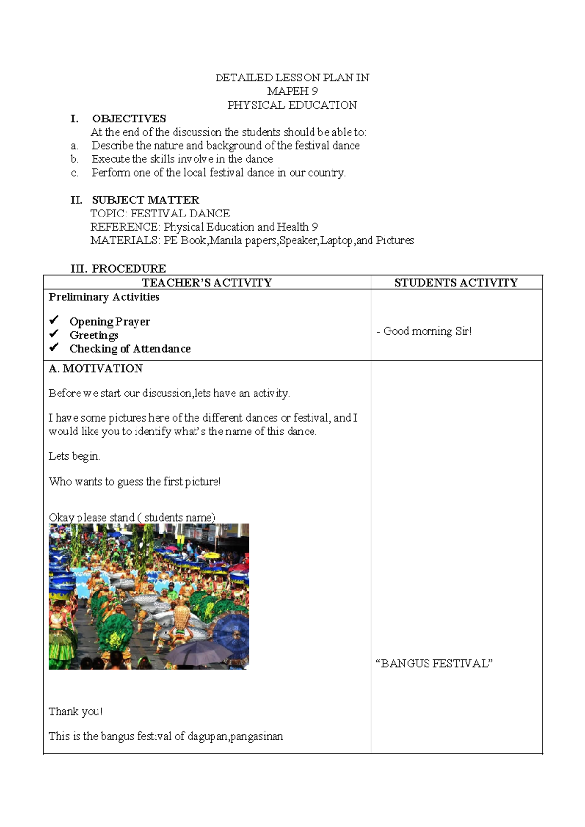 625501402 Detailed Lesson PLAN IN Physical Education 9 - DETAILED ...