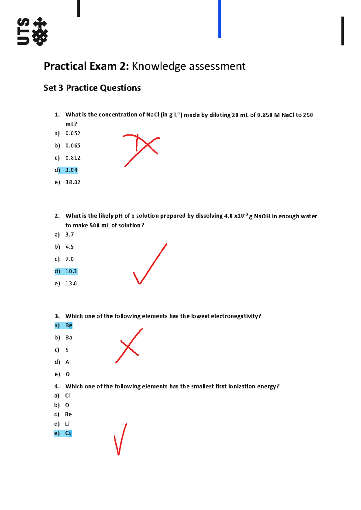 Set 3 Practice Questions - Practical Exam 2: Knowledge assessment Set 3 ...