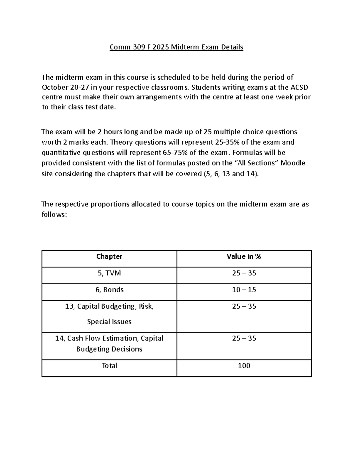 Comm 309 F 2025 Midterm Exam Overview and Guidelines - Studocu
