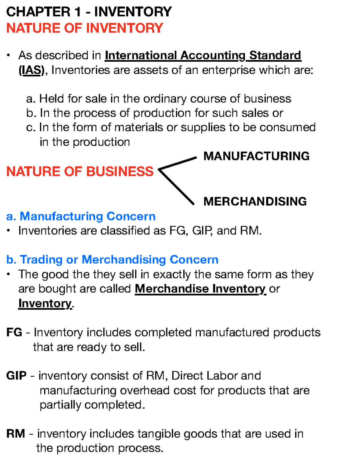 Inventories - Invetories - CHAPTER 1 - INVENTORY NATURE OF INVENTORY ...