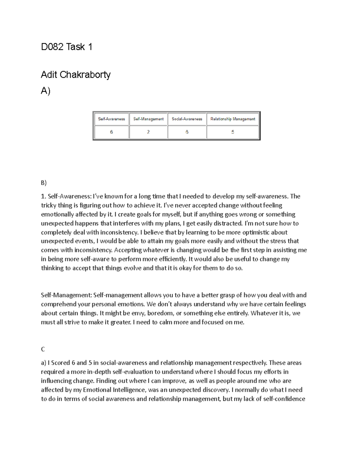 D082 task1 - D082 assesment test with passing grade. - D082 Task 1 Adit ...