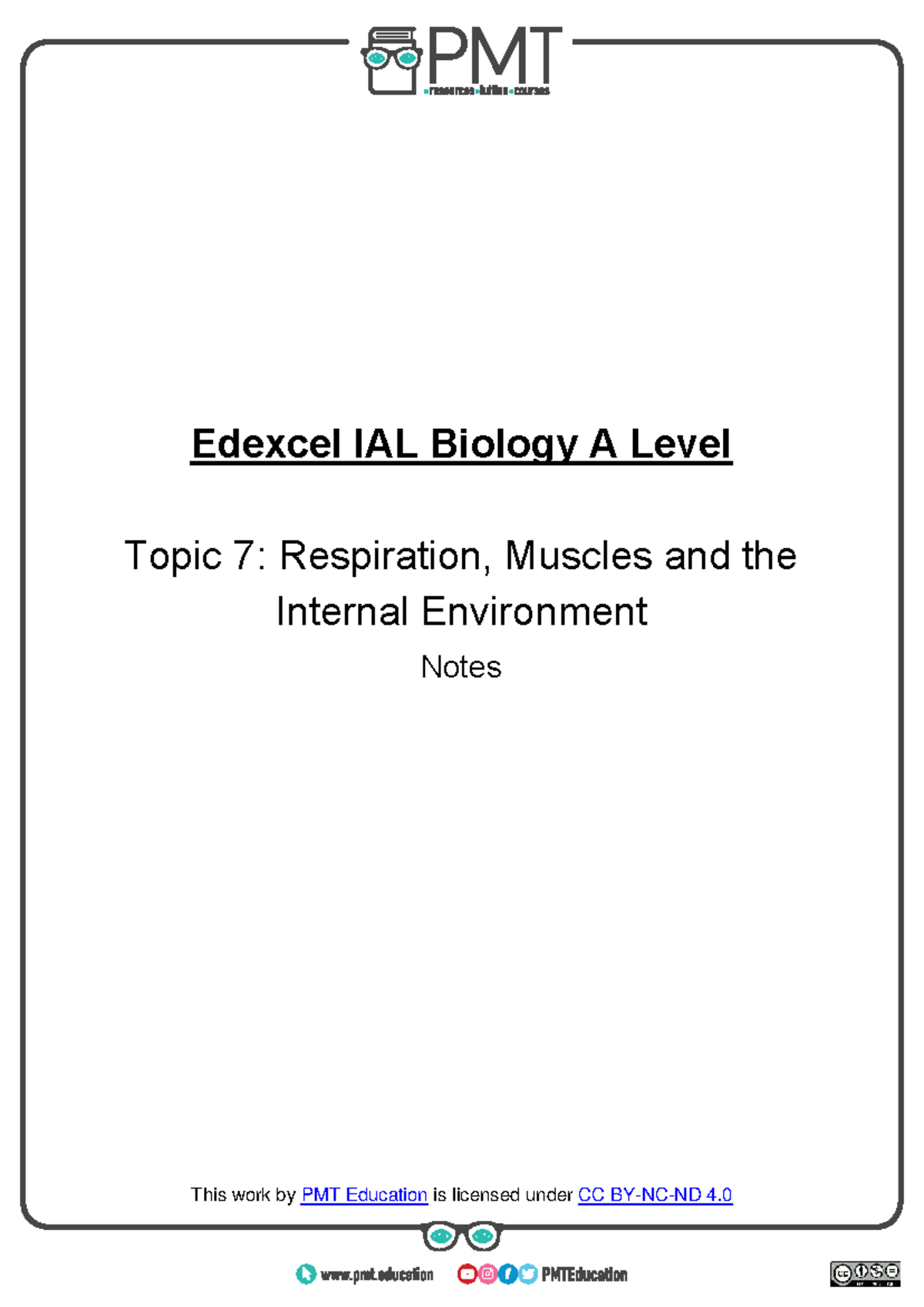 Edexcel IAL Biology A Level Final Exam Notes: Respiration & Muscles ...