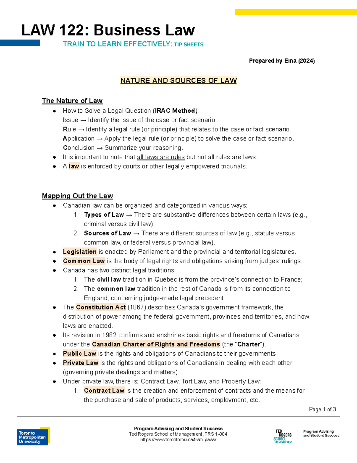 LAW 122: Business Law - Overview of Nature and Sources of Law - Studocu