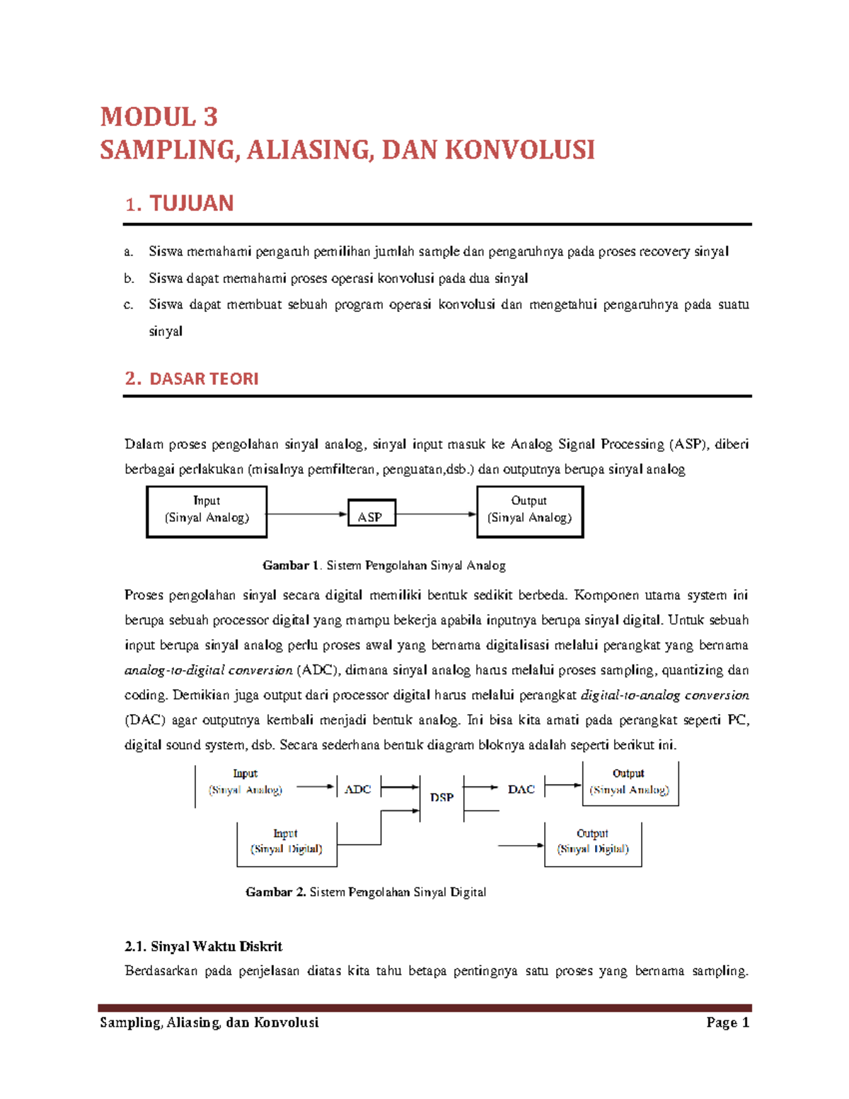 Modul DSP 47 62: Sampling, Aliasing, dan Konvolusi Sinyal Digital - Studocu