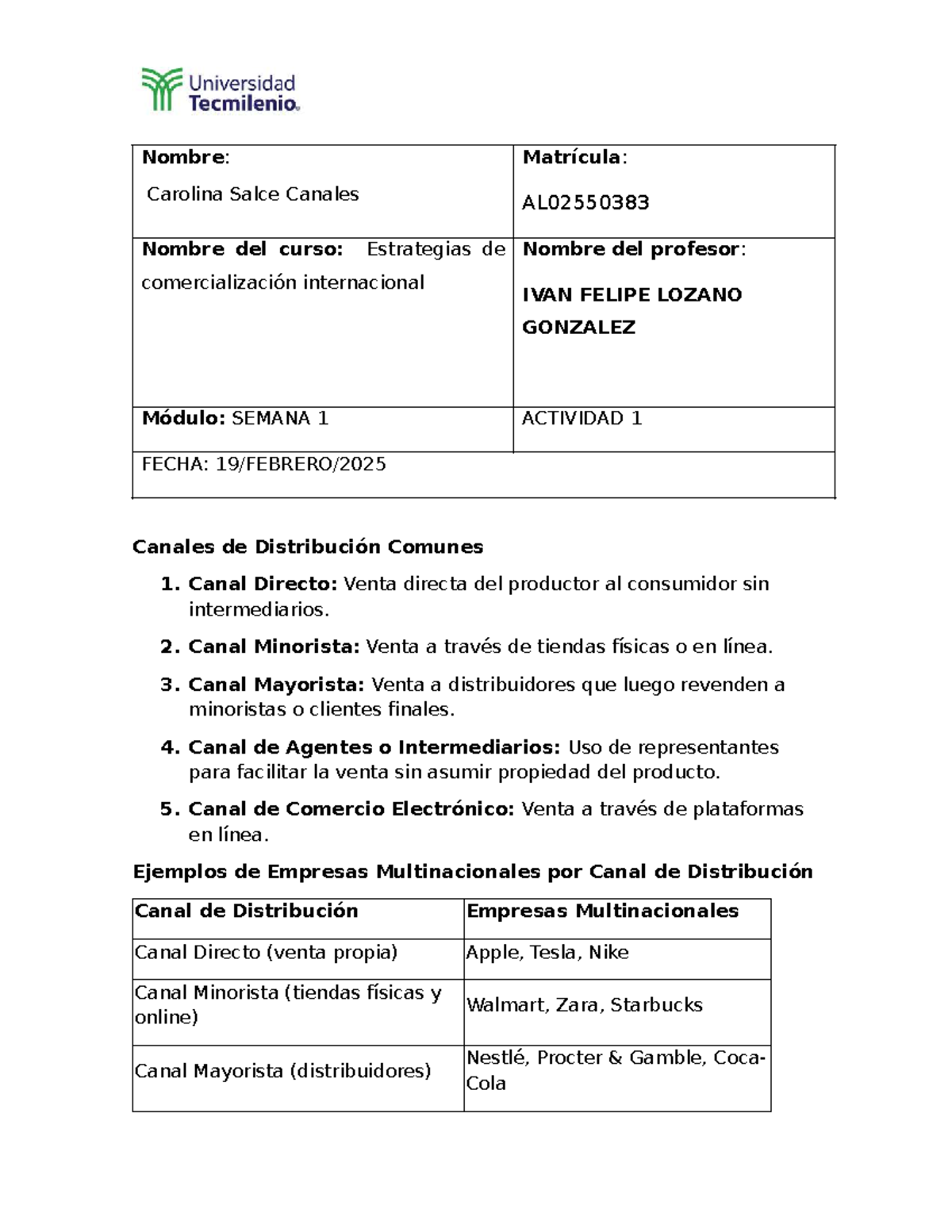 Estrategias de Comercialización Internacional - Actividad 1 - Studocu