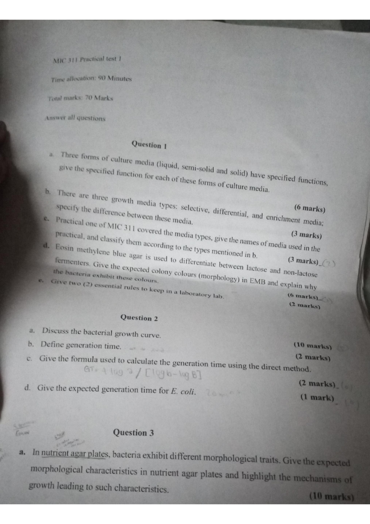 Microbiology Past Exam Questions And Solutions Studocu