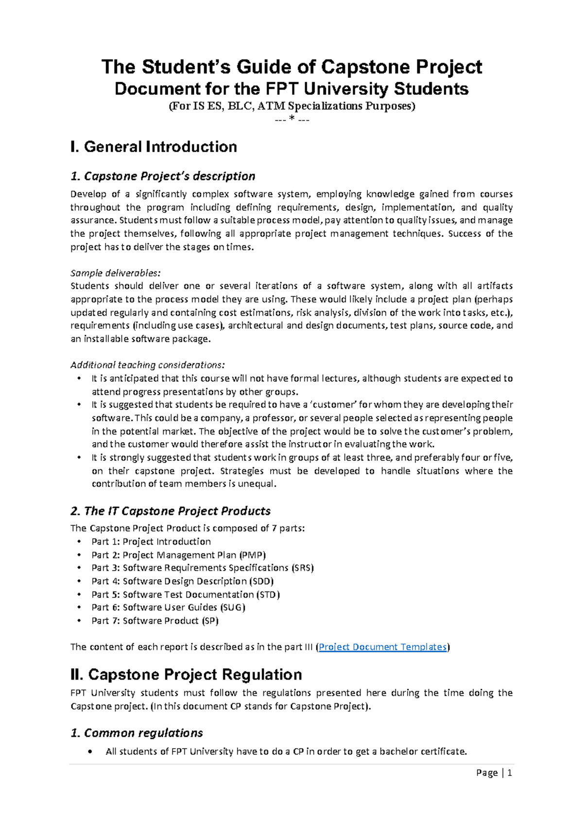 Capstone Project Guide for FPT University Students (SWP490) - Studocu