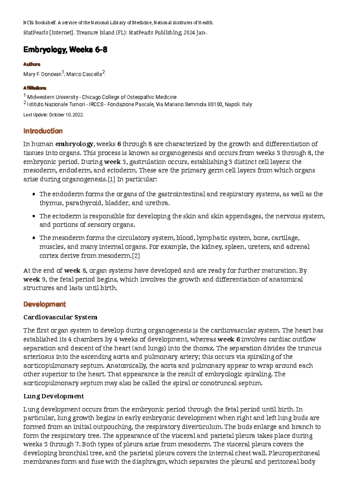 Embryology Study Notes: Organogenesis in Weeks 6-8 (Course Code) - Studocu