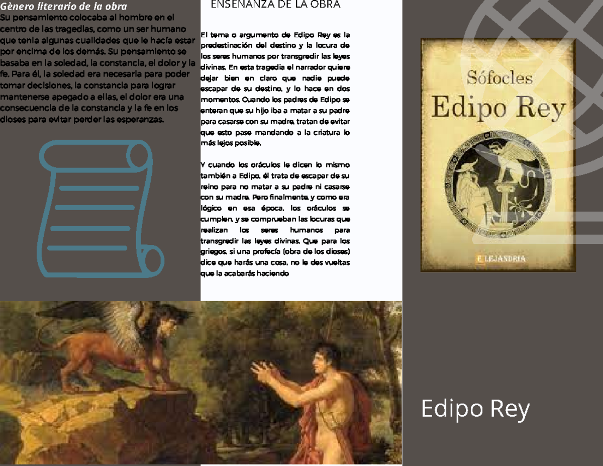 Apuntes sobre Edipo Rey: Tragedia y Predestinación - Studocu