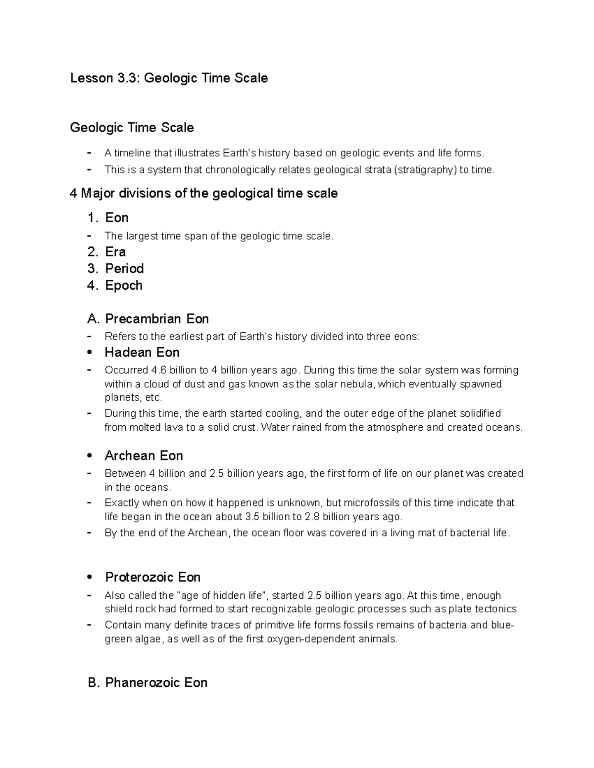 Lesson 3 - you need to learn by yourself - Lesson 3: Geologic Time ...