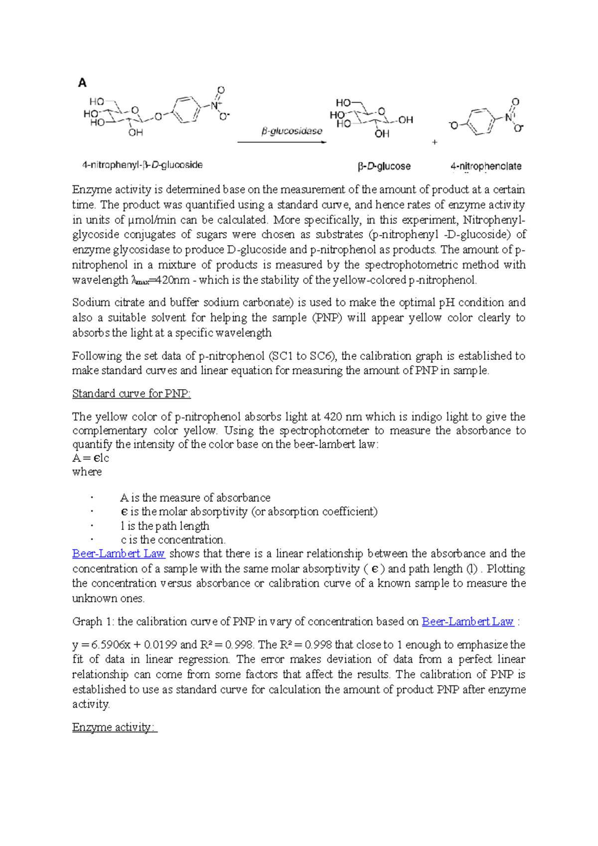 Enzyme lab 2 - BIOCHEMISTRY - Enzyme activity is determined base on the ...