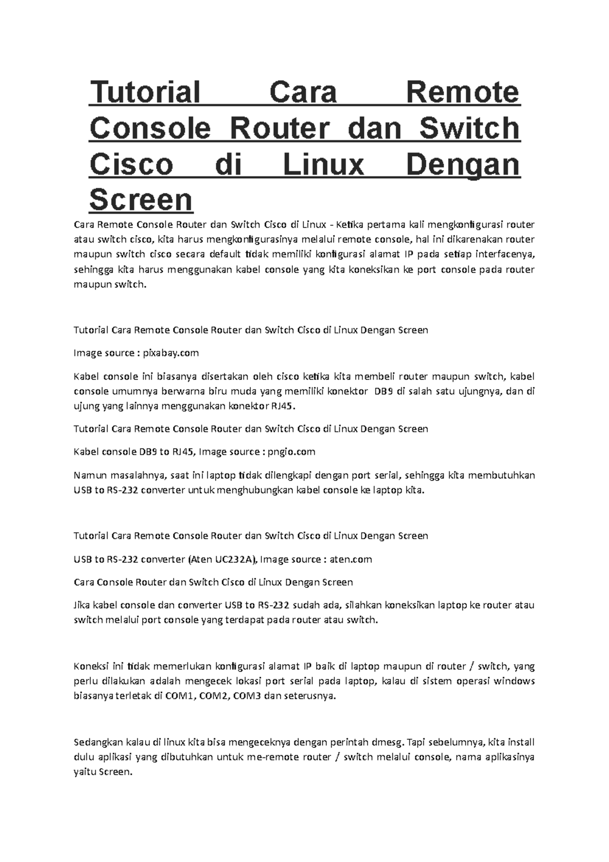 Tutorial Remote Console Router & Switch Cisco di Linux dengan Screen ...