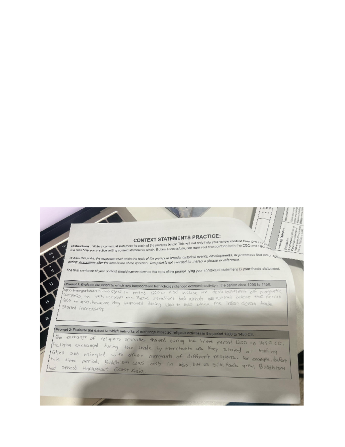 Unit 2 Context Statements Practice: DBQ & LEQ Preparation Notes - Studocu
