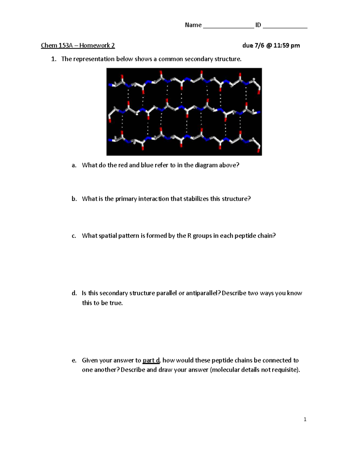 Chem 153A Homework 2: Protein Structure and Interactions Analysis - Studocu
