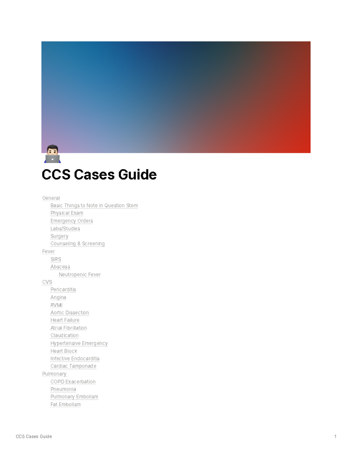 CCS Cases Guide: Key Notes on Emergency Medical Conditions - Studocu