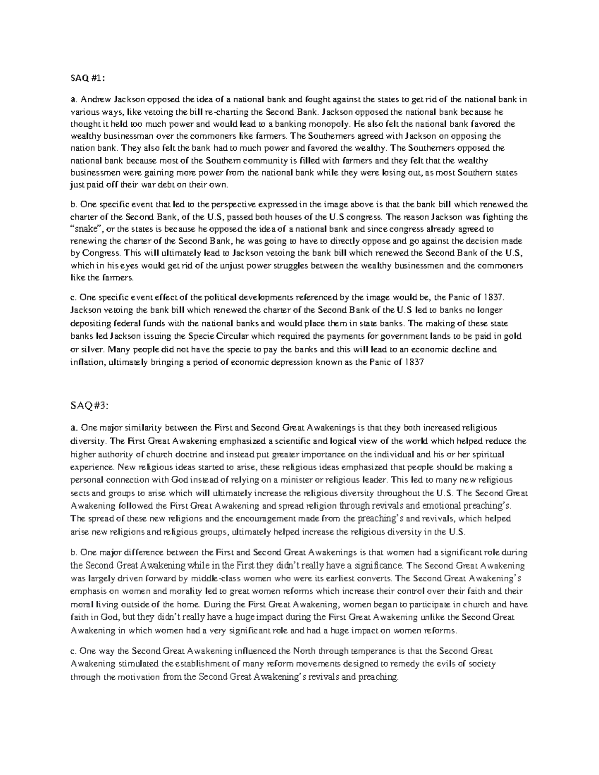 UNIT 3 APUSH Short Answer Questions: Analysis & Responses - Studocu