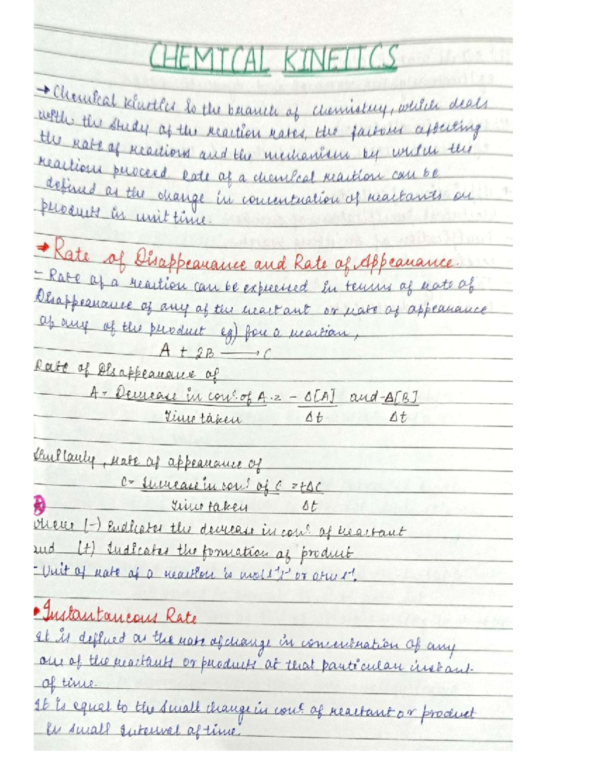 CHEM 101: Chemical Kinetics Lecture Notes and Key Concepts - Studocu